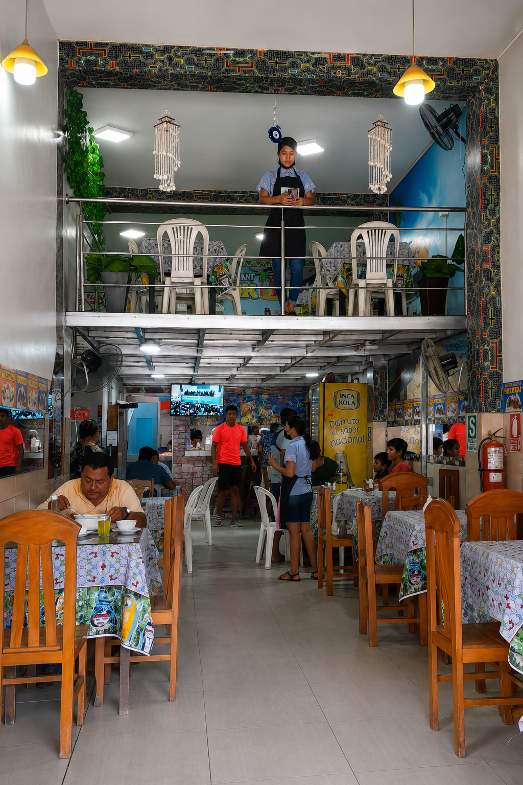Mesas y pasillo del restaurante